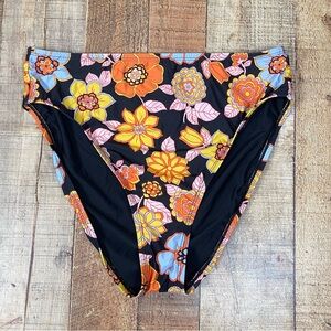 Modcloth Black and Red Floral Swimwear
